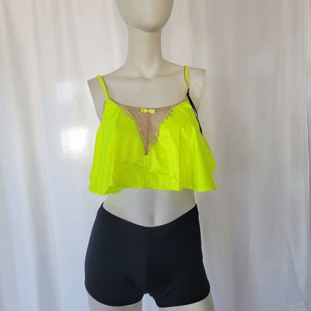 Love Haus by Beach Bunny womens neon yellow nude cami pajama top size S
